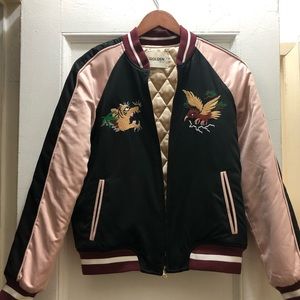 Aritiza bomber jacket with embroidered details.